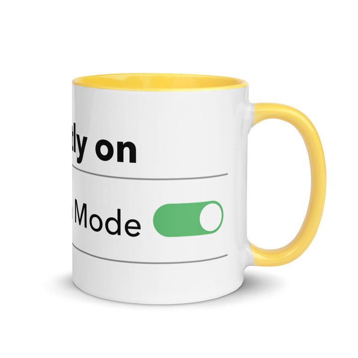 Hanukkah Mode Jewish pride mug with yellow inside, 11 oz - right side view