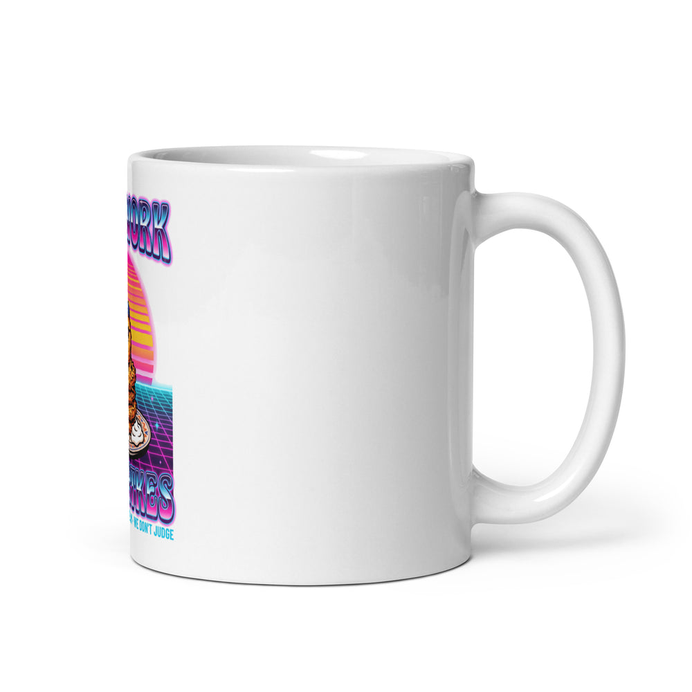 Will Work for Latkes 80s Jewish pride mug - back view