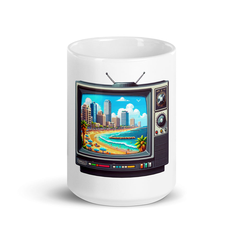 16 Bit Tel Aviv Beach Jewish pride mug - lifestyle shot