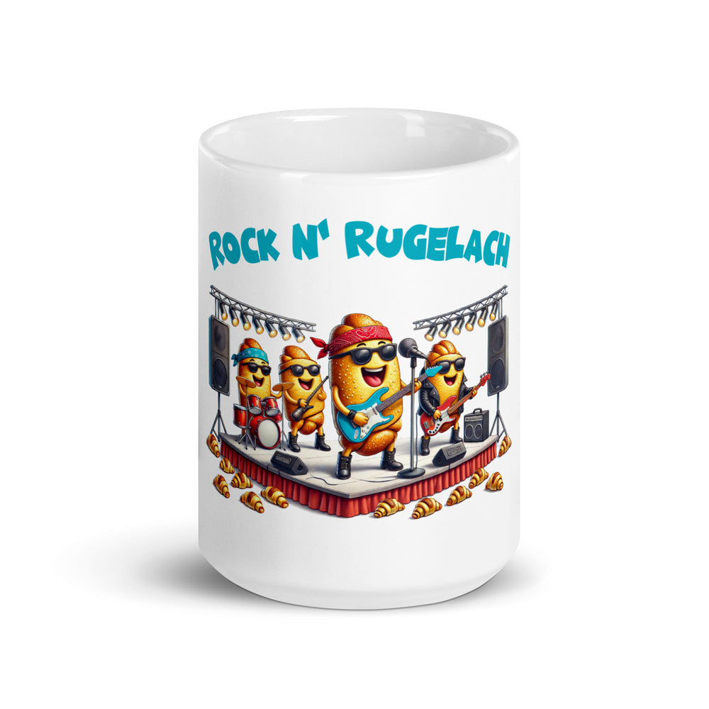 Rock n' Rugelach Jewish pride mug - lifestyle shot