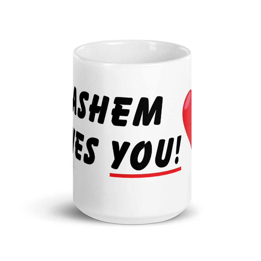 HaShem Loves You Jewish pride mug - lifestyle shot