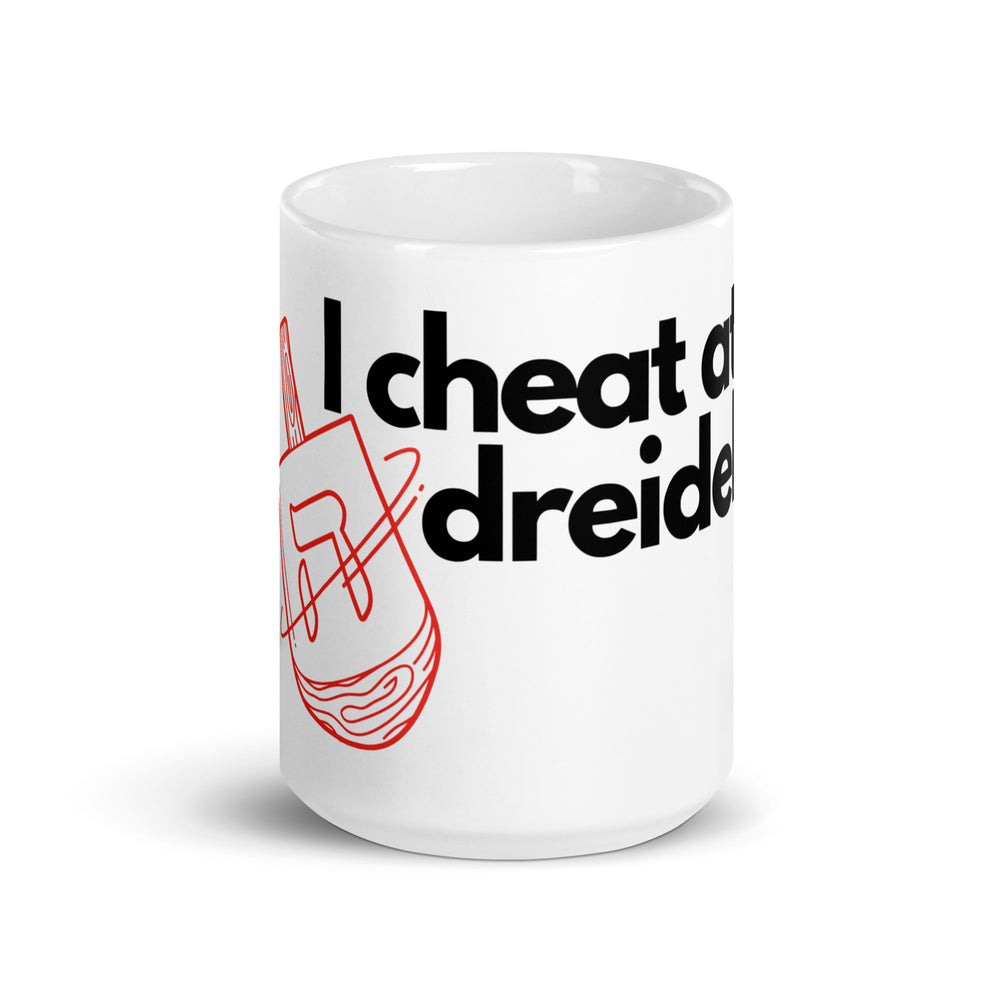 I Cheat At Dreidel Jewish pride mug - lifestyle shot