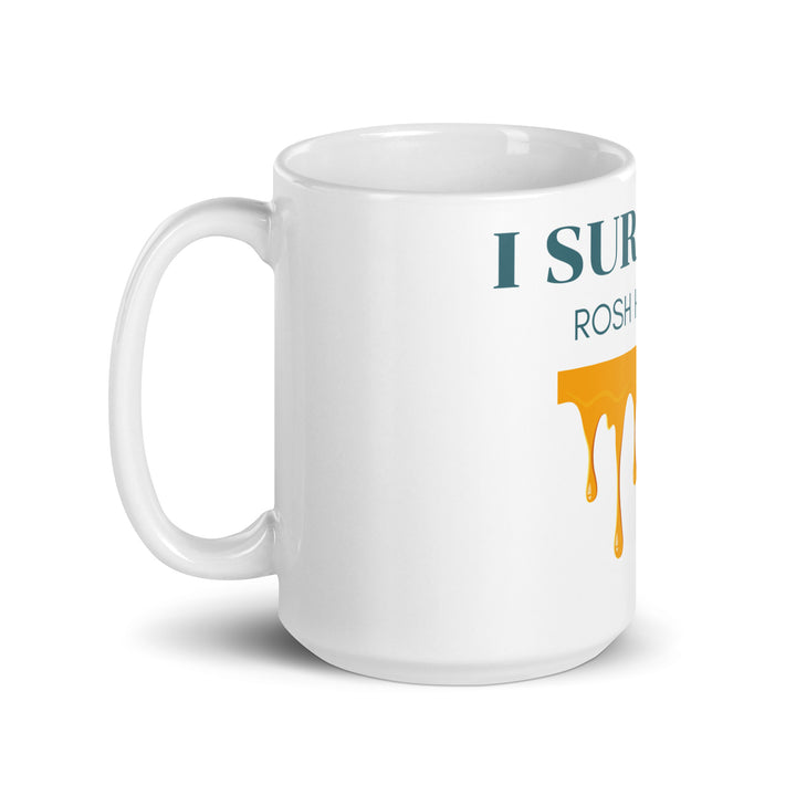 I Survived Rosh HaShana Jewish pride mug - flat lay