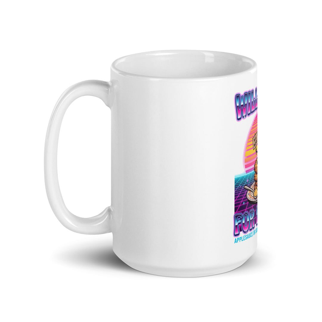 Will Work for Latkes 80s Jewish pride mug - flat lay
