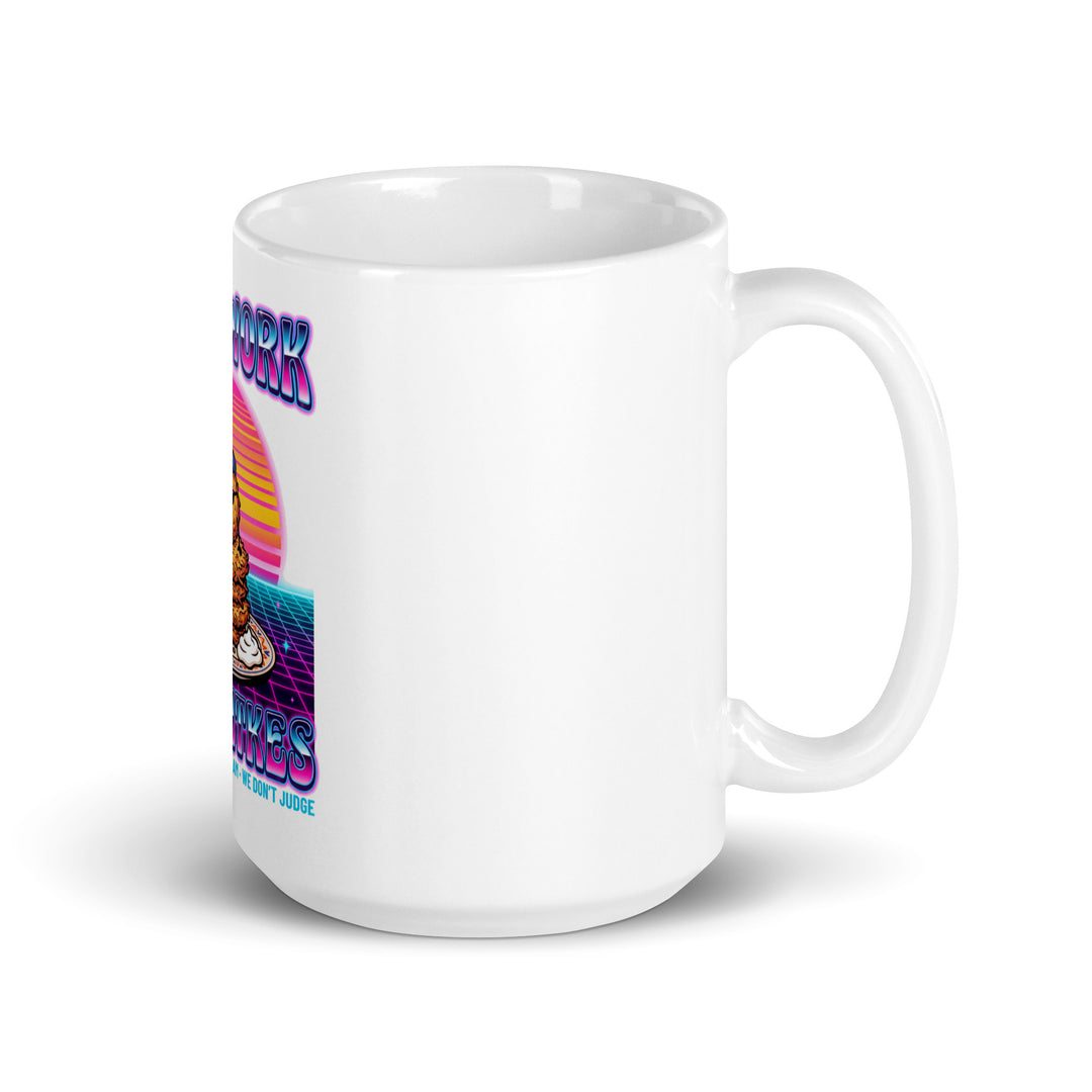 Will Work for Latkes 80s Jewish pride mug - close-up