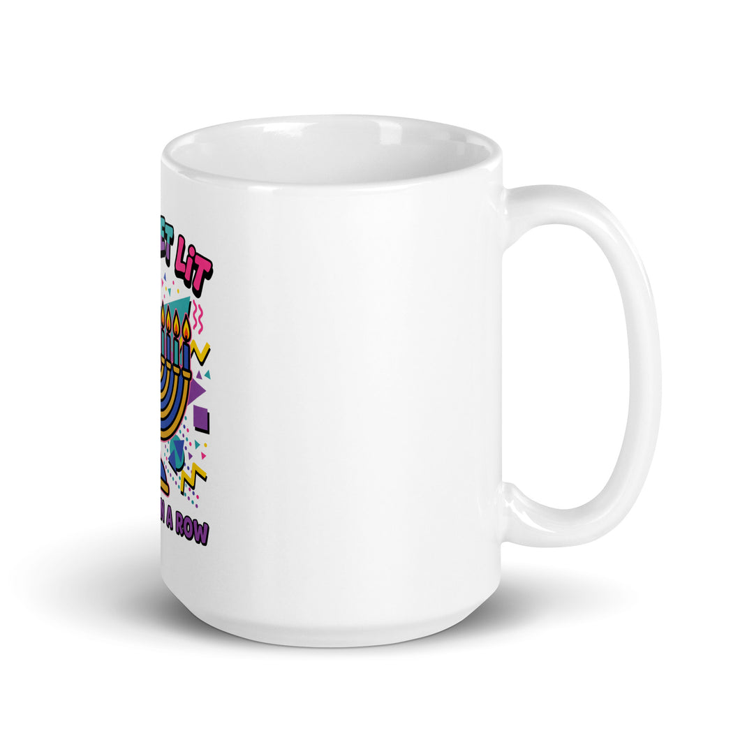 Lets Get Lit 90s Jewish pride mug - close-up