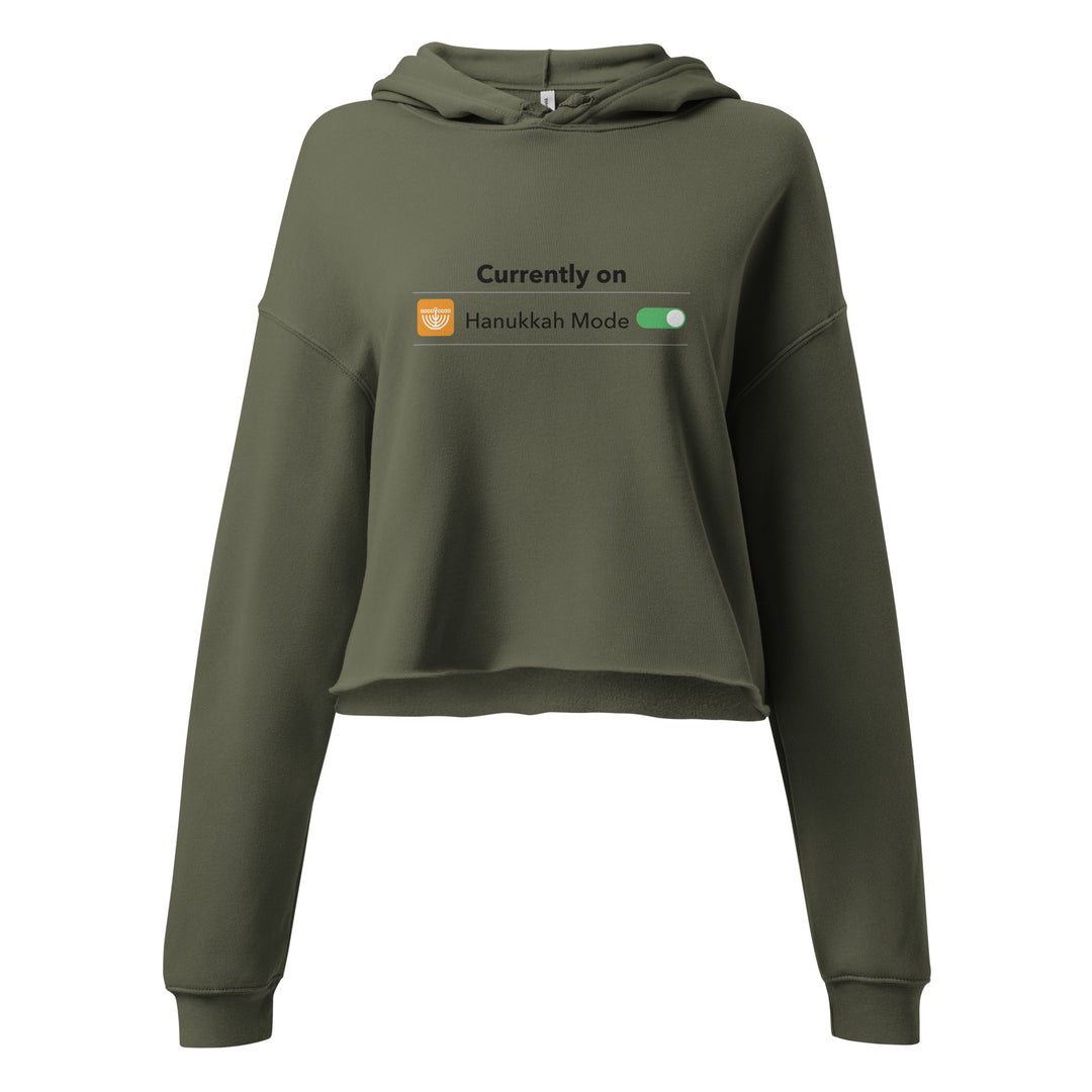 Hanukkah Mode Jewish pride women's hoodie in Military Green - front view