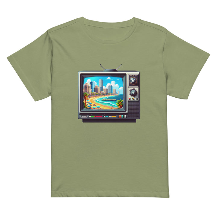 Women’s High Waisted T-Shirt | 16Bit Tel Aviv Beach