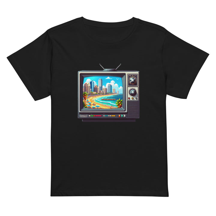 Women’s High Waisted T-Shirt | 16Bit Tel Aviv Beach