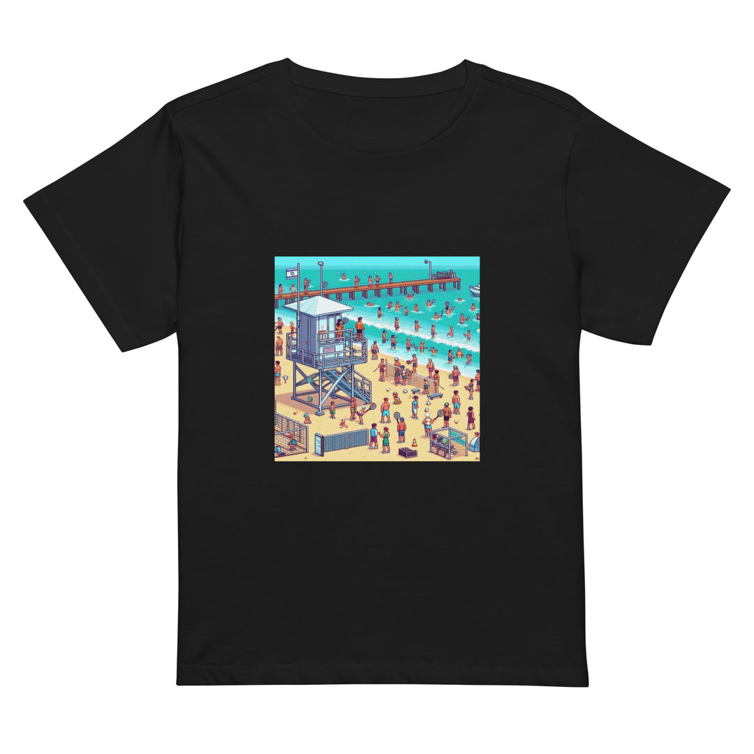 Women’s High Waisted T-Shirt | TLV Frishman Beach 16 Bit