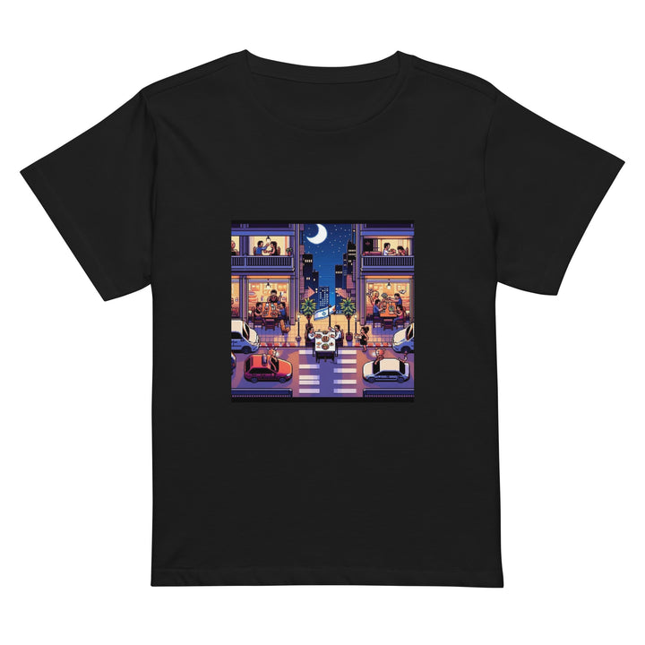 Women’s High Waisted T-Shirt | TLV Nightlife 16 Bit