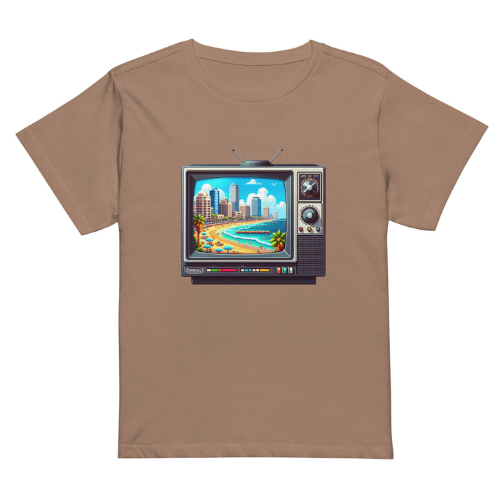 Women’s High Waisted T-Shirt | 16Bit Tel Aviv Beach