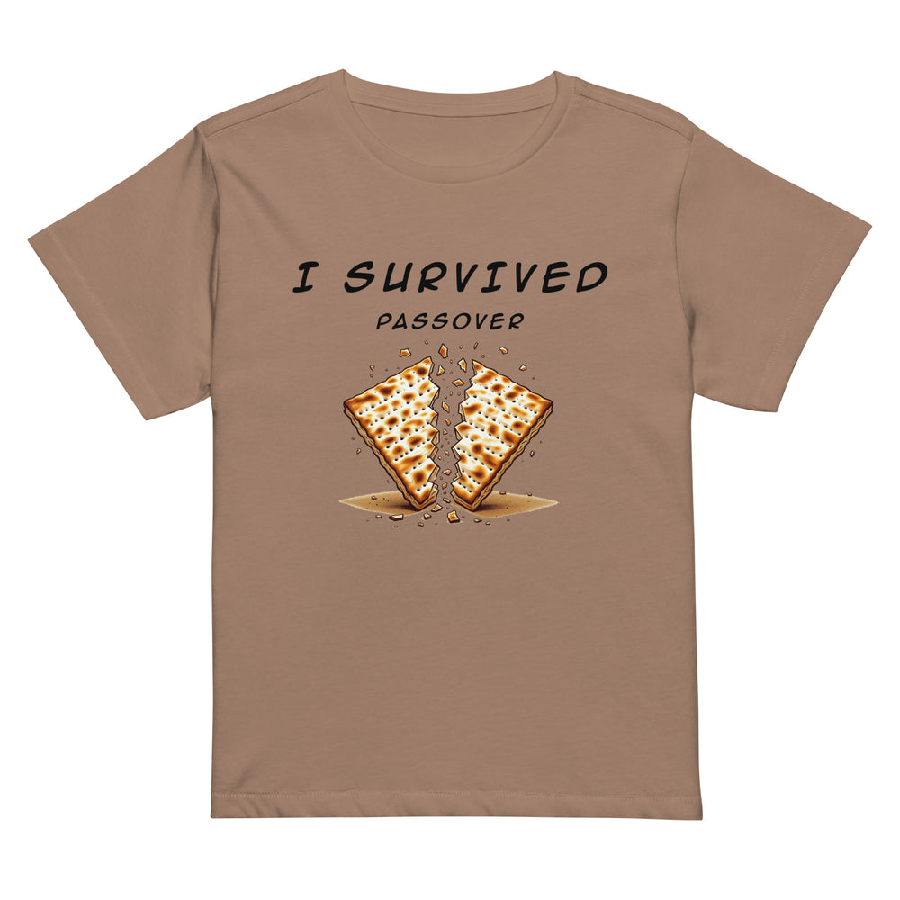 Passover Jewish pride women's women’s high waisted t-shirt in Latte - back view