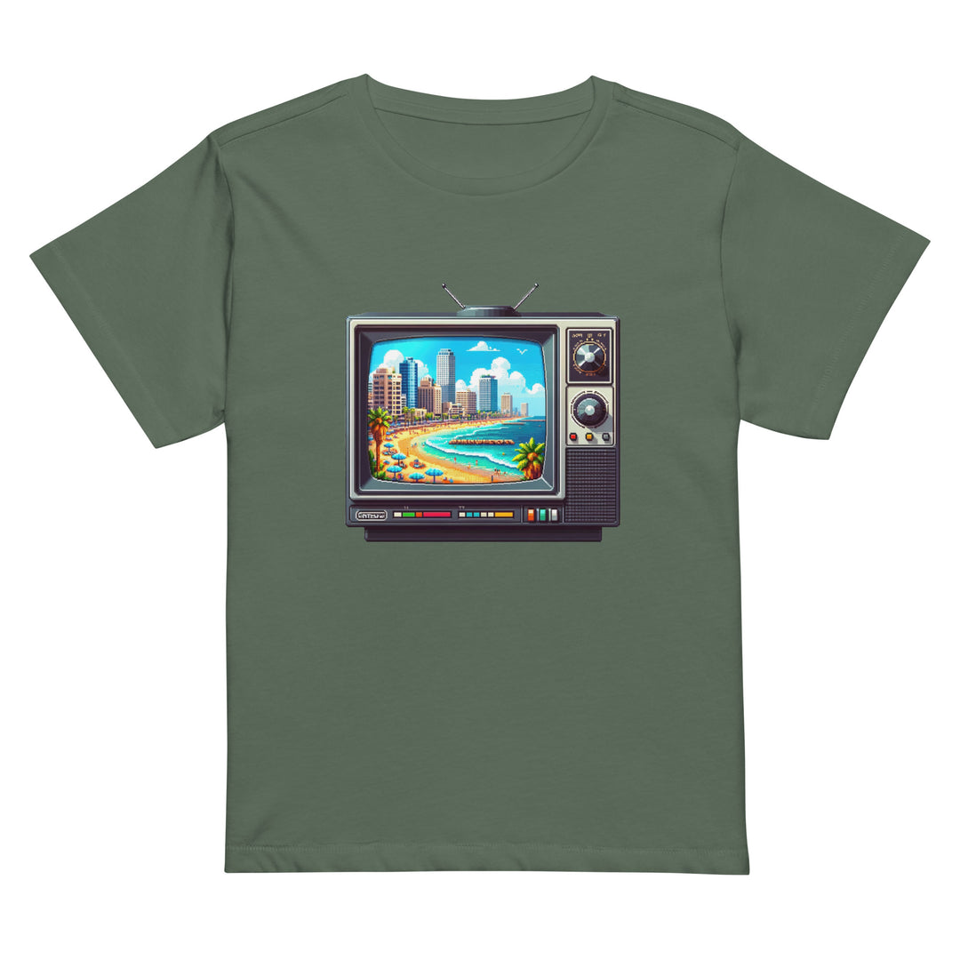Women’s High Waisted T-Shirt | 16Bit Tel Aviv Beach