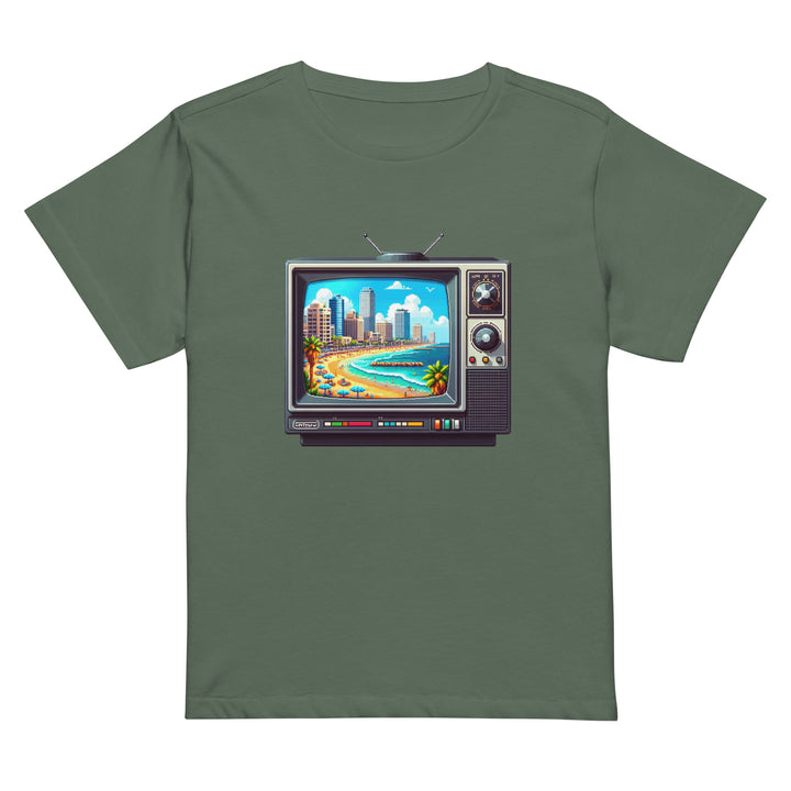 Women’s High Waisted T-Shirt | 16Bit Tel Aviv Beach
