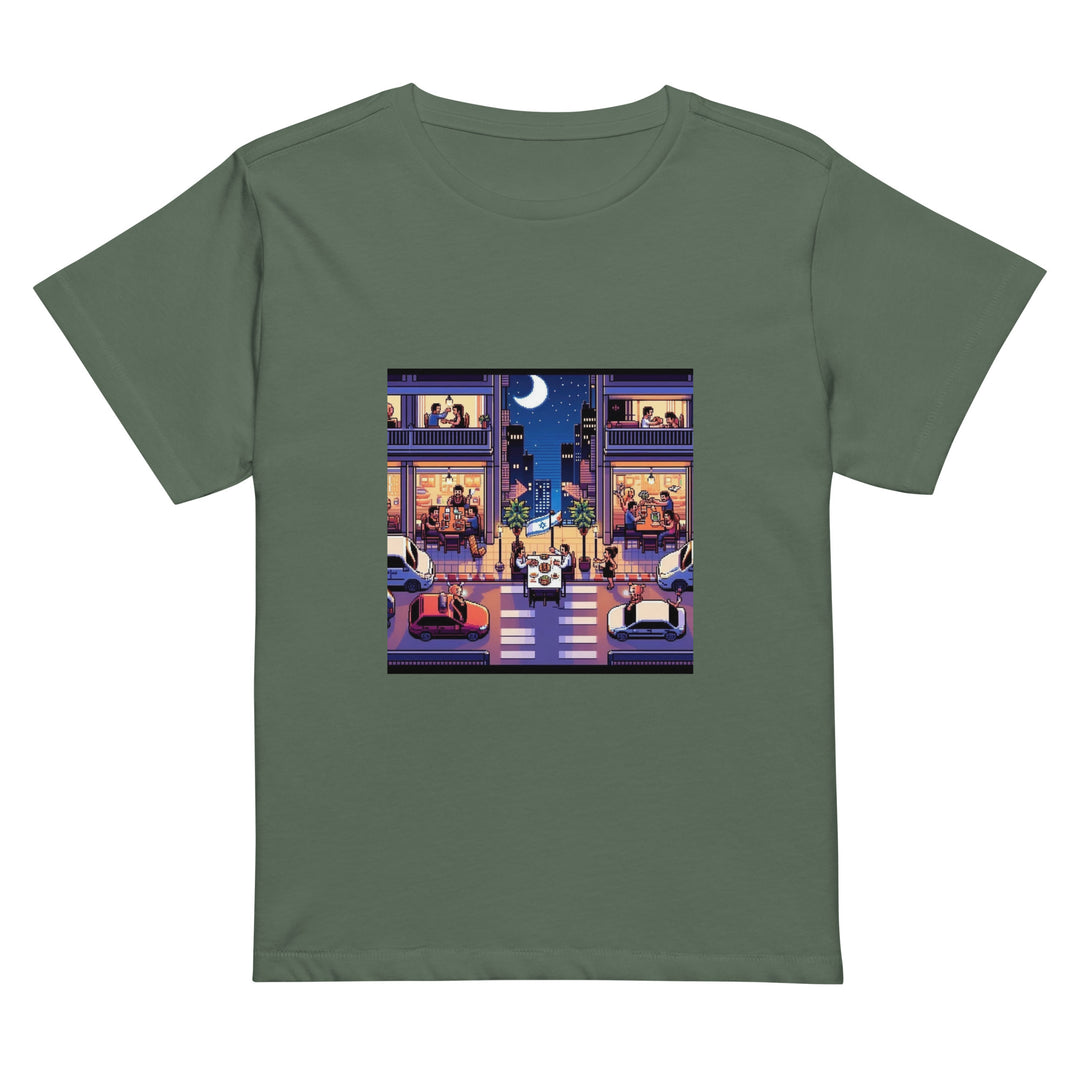 Women’s High Waisted T-Shirt | TLV Nightlife 16 Bit