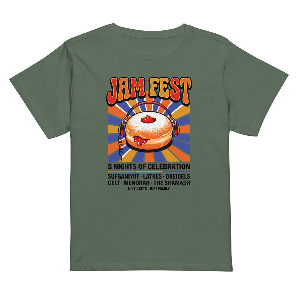 Jam Fest 8 Nights Jewish pride women's women’s high waisted t-shirt in Pine - back view
