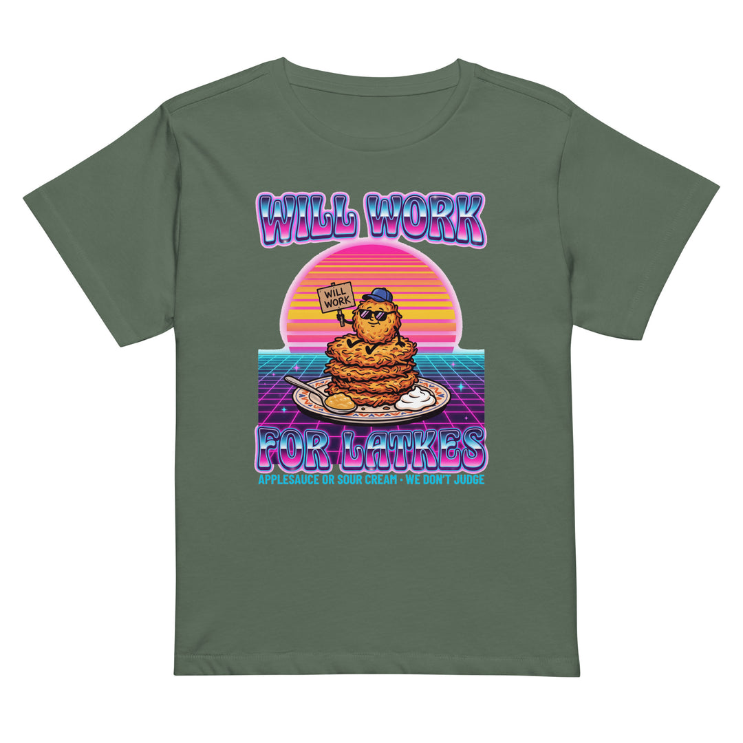 Will Work for Latkes 80s Jewish pride women&