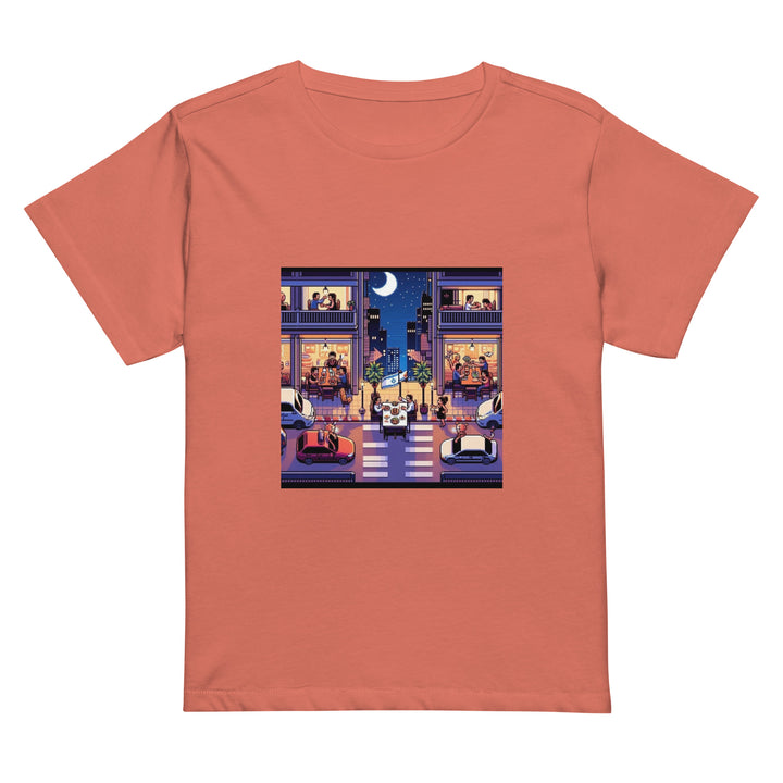 Women’s High Waisted T-Shirt | TLV Nightlife 16 Bit