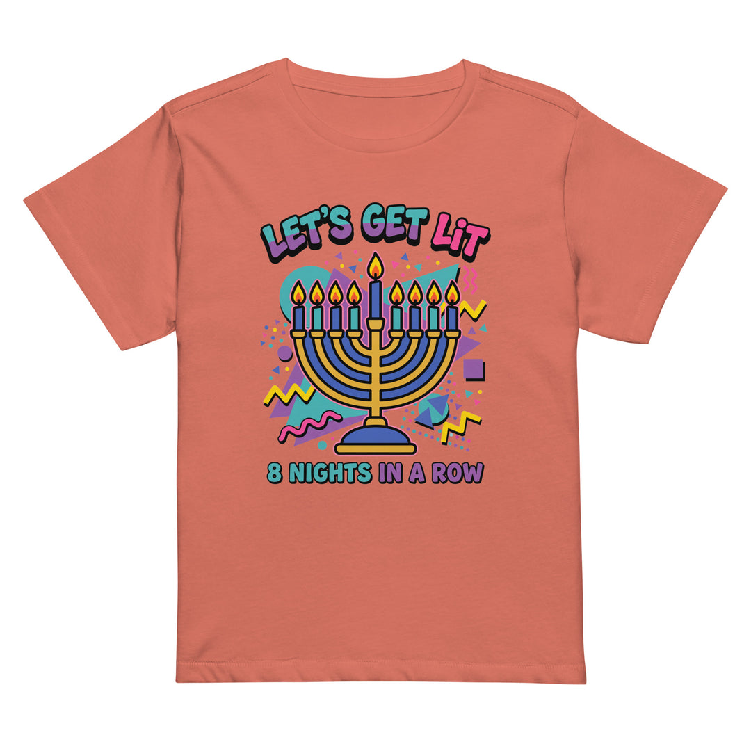 Lets Get Lit 90s Jewish pride women's women’s high waisted t-shirt in Red Sorbet - front view