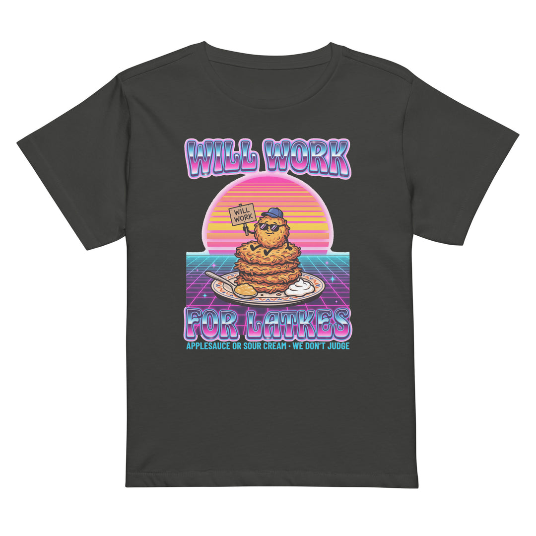 Will Work for Latkes 80s Jewish pride women&