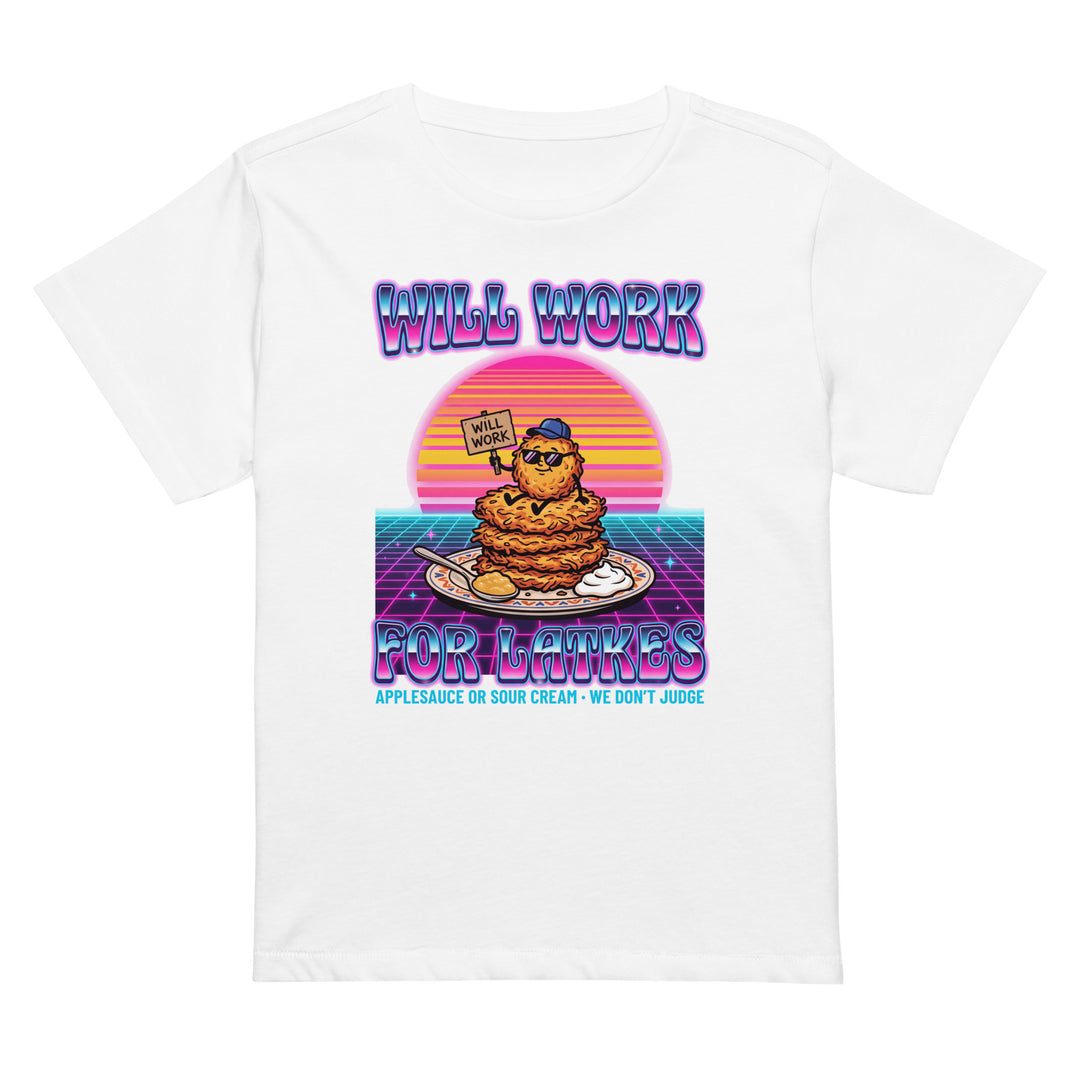 Will Work for Latkes 80s Jewish pride women&