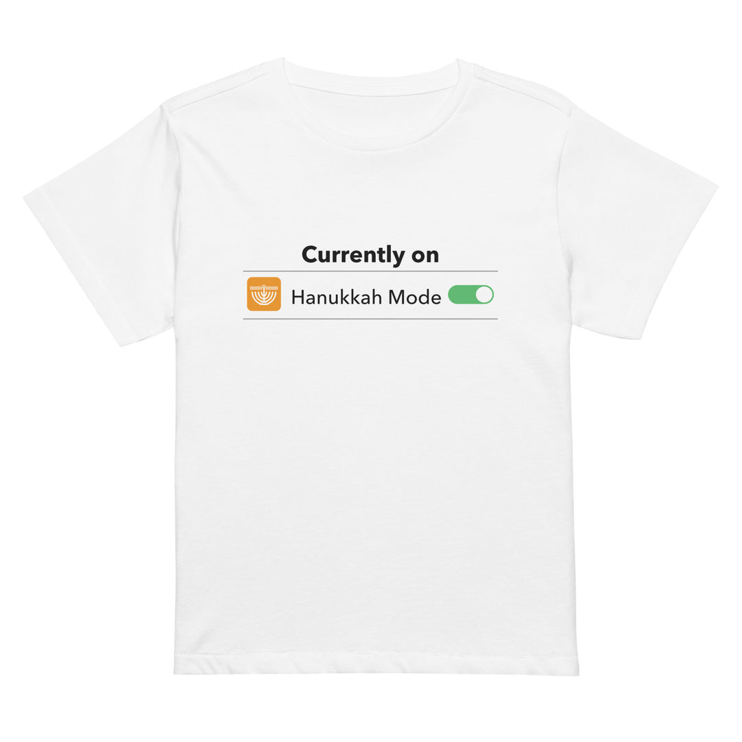 Hanukkah Mode Jewish pride women's women’s high waisted t-shirt in White - front view