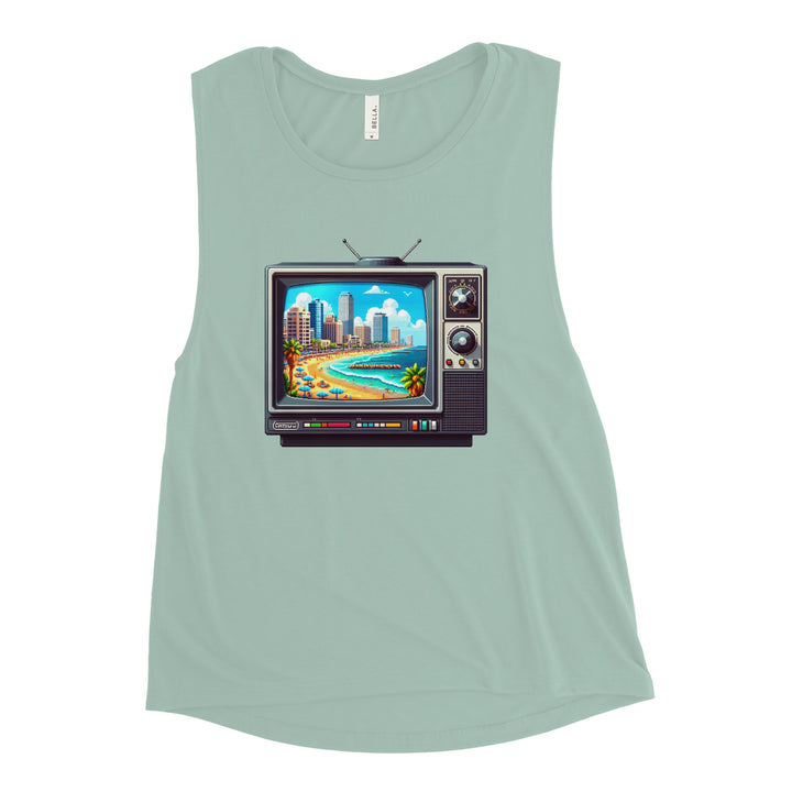 Women's Muscle Tank | 16Bit Tel Aviv Beach