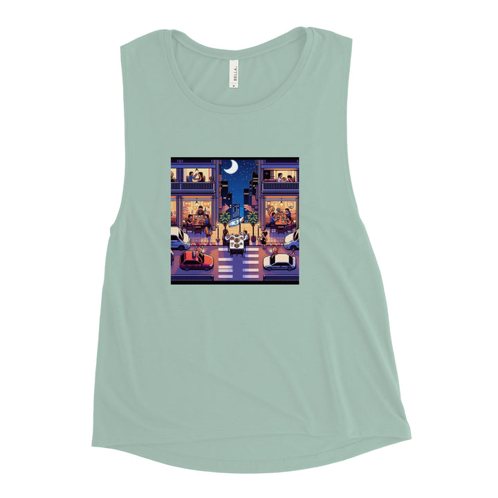 Women's Muscle Tank | TLV Nightlife 16 Bit