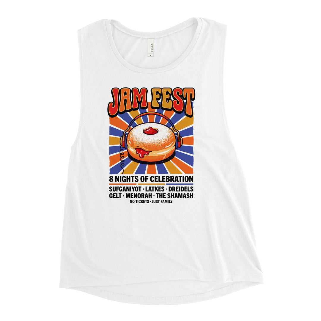 Jam Fest 8 Nights Jewish pride women's muscle tank - front view