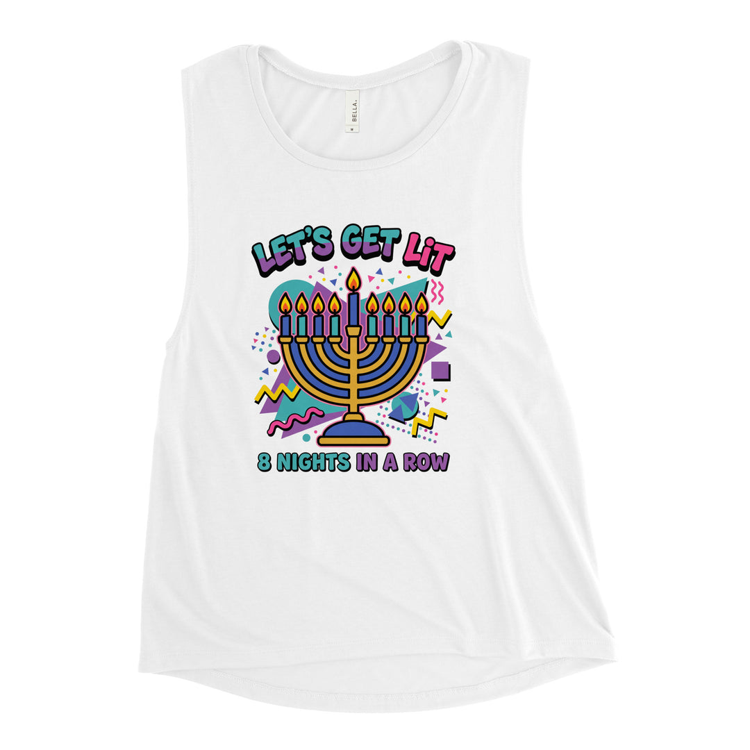Lets Get Lit 90s Jewish pride women's muscle tank - front view