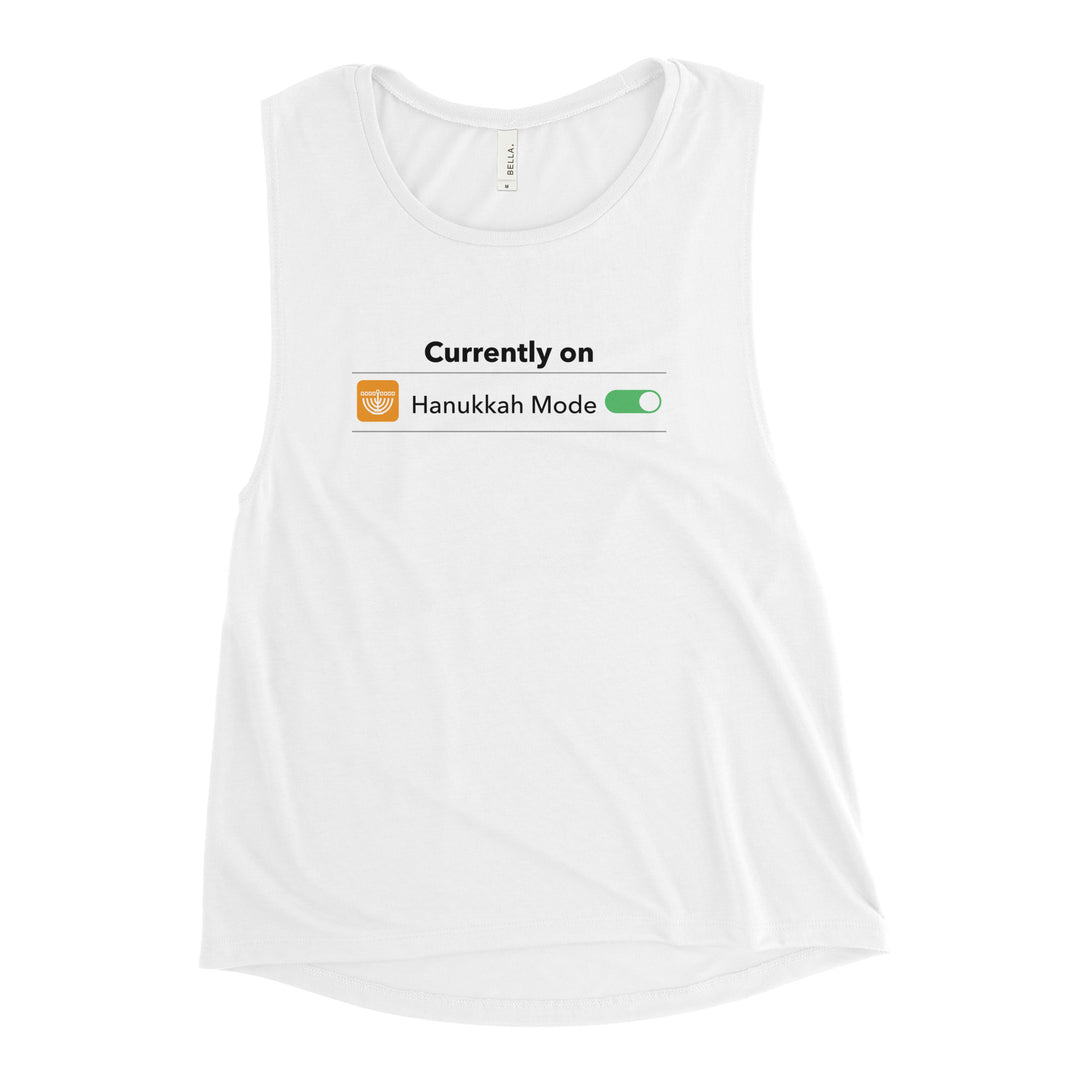 Hanukkah Mode Jewish pride women's muscle tank - front view
