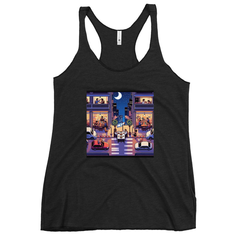Women's Racerback Tank | TLV Nightlife 16 Bit