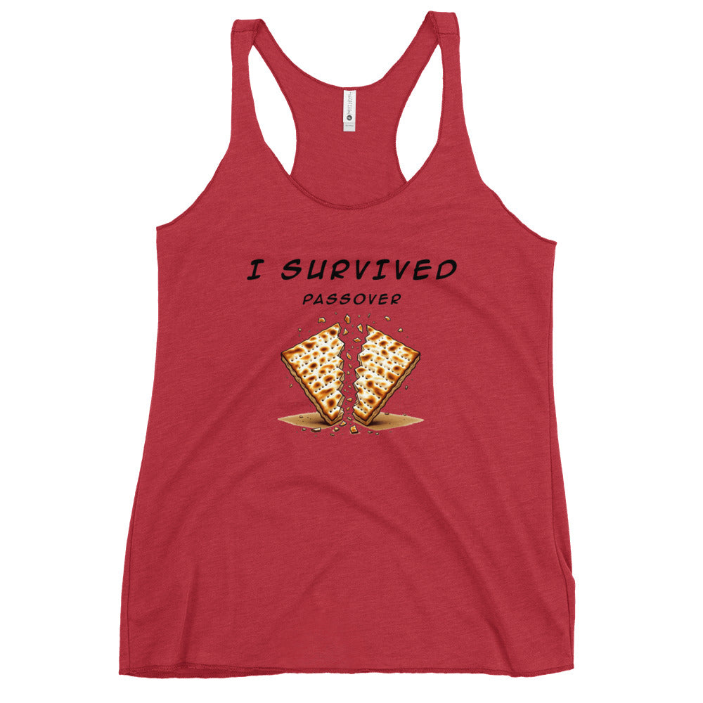 Passover Jewish pride women's racerback tank in Vintage Red - back view