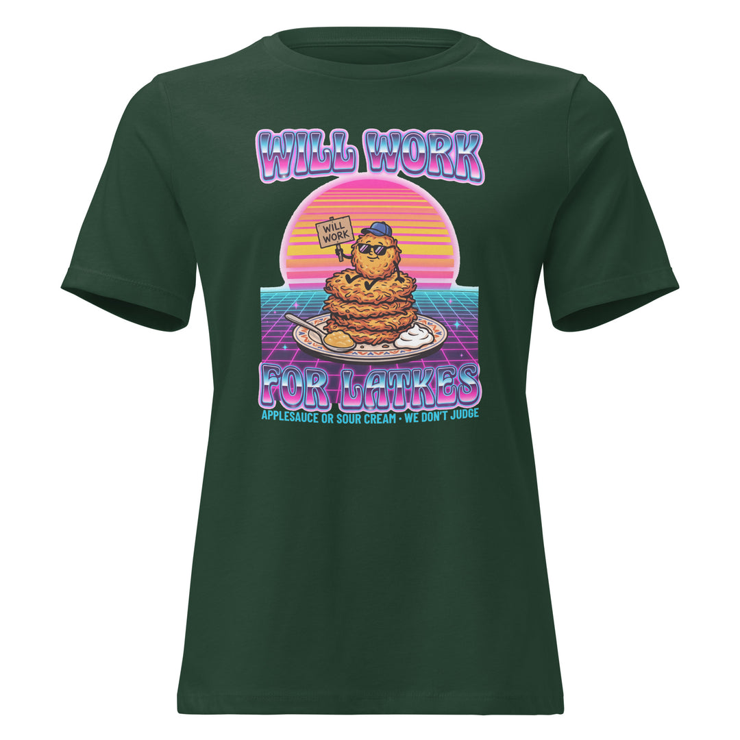 Will Work for Latkes 80s Jewish pride women&