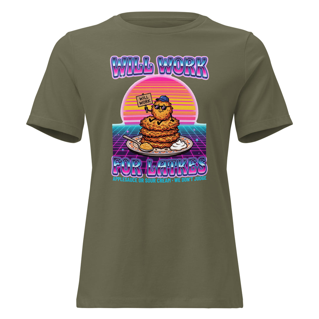 Will Work for Latkes 80s Jewish pride women&
