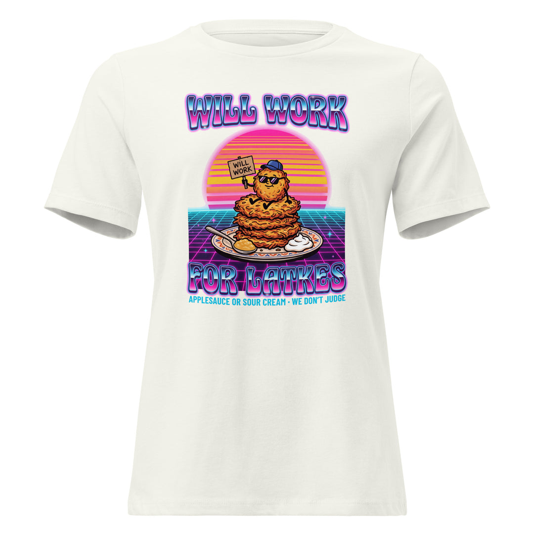 Will Work for Latkes 80s Jewish pride women&
