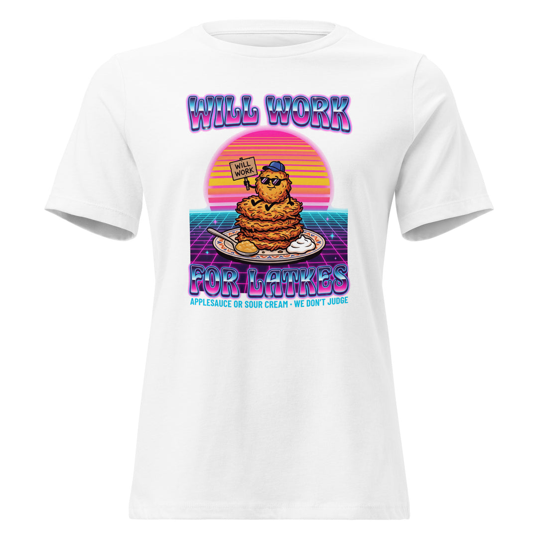 Will Work for Latkes 80s Jewish pride women&