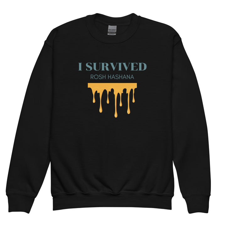 I Survived Rosh HaShana Jewish pride kids sweatshirt in Black - back view
