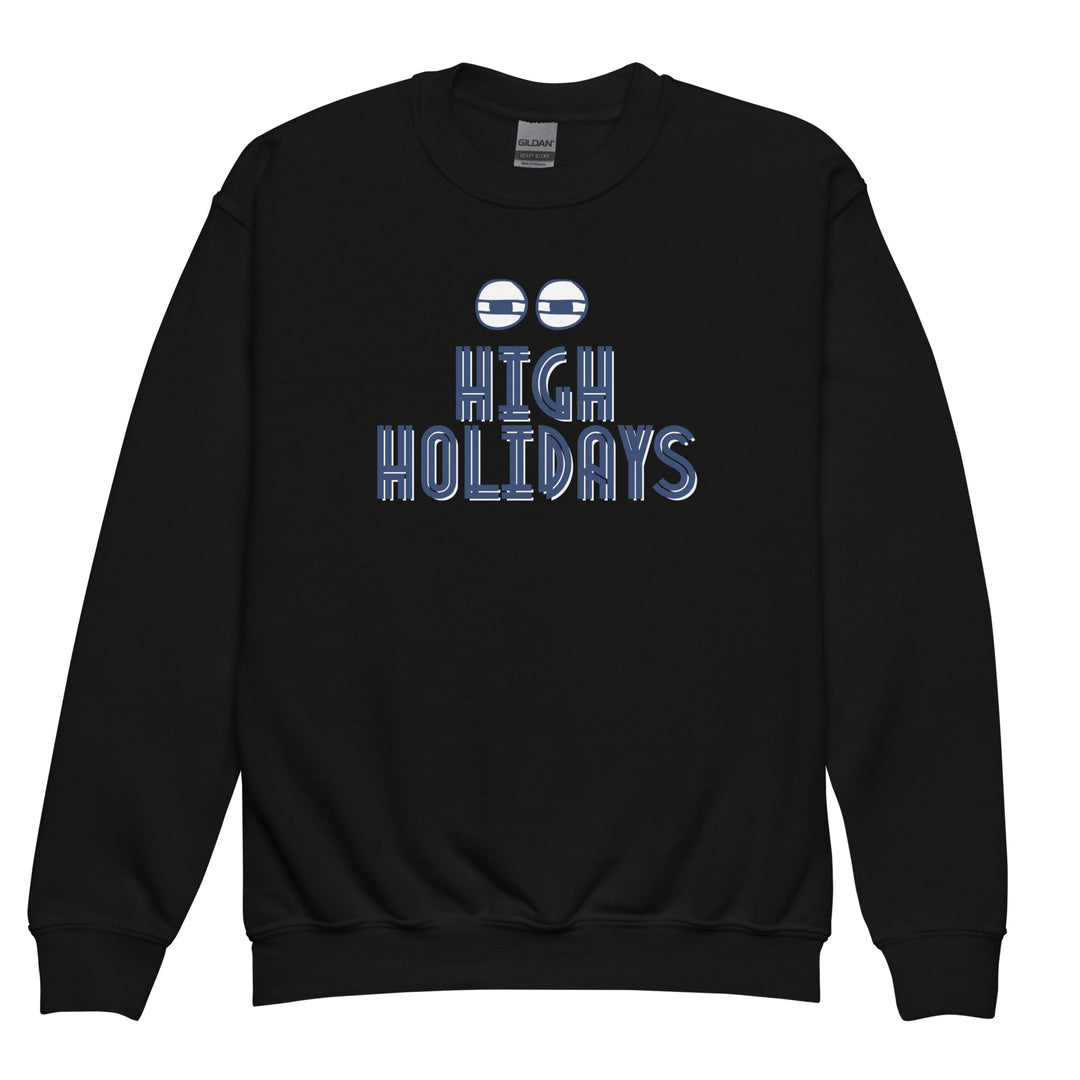 High Holidays Jewish pride kids sweatshirt in Black - front view