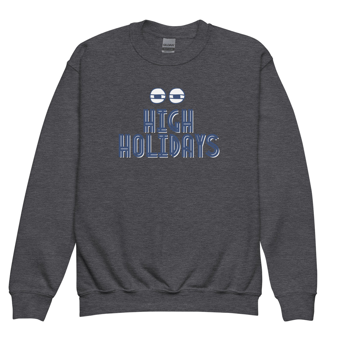 High Holidays Jewish pride kids sweatshirt in Dark Heather - flat lay