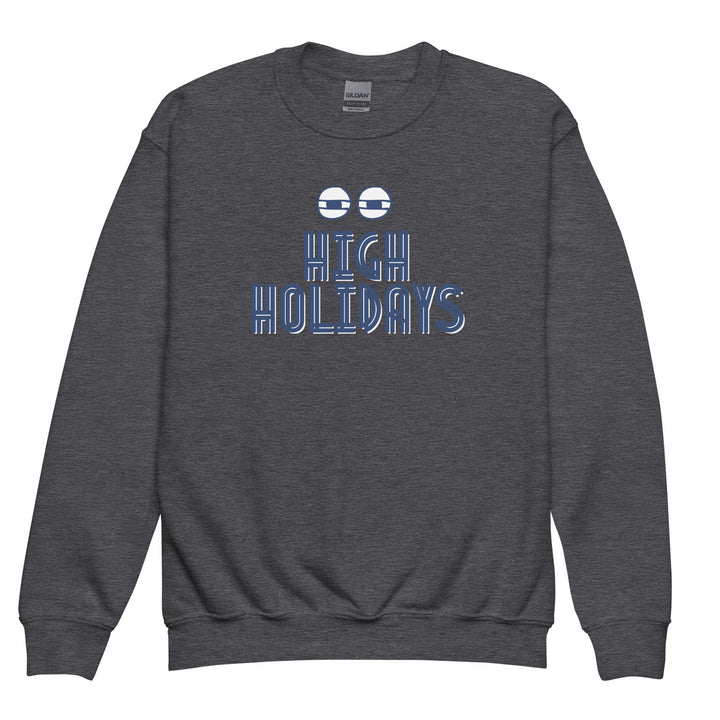 High Holidays Jewish pride kids sweatshirt in Dark Heather - flat lay