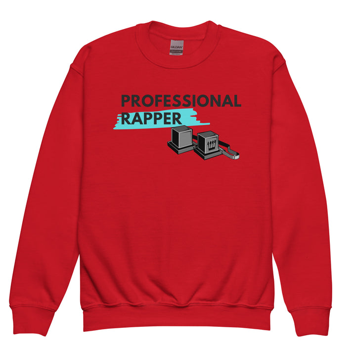 Professional Rapper Jewish pride kids sweatshirt in Red - back view