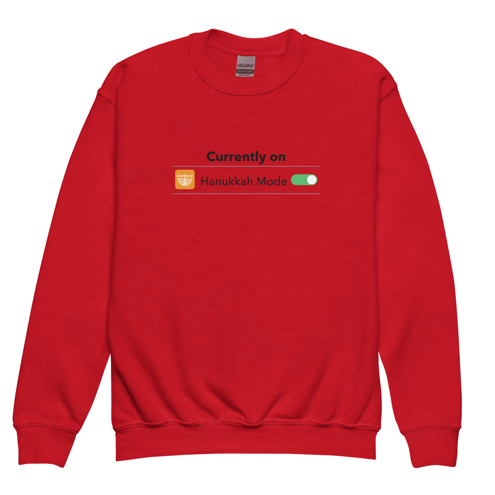 Hanukkah Mode Jewish pride kids sweatshirt in Red - back view