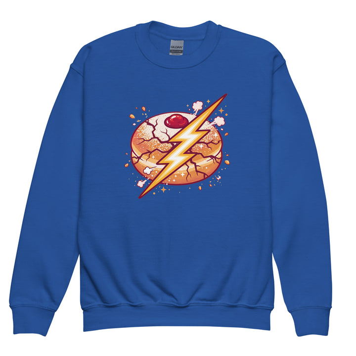 Sufganiyah Lightning Jewish pride kids sweatshirt in Royal - lifestyle shot