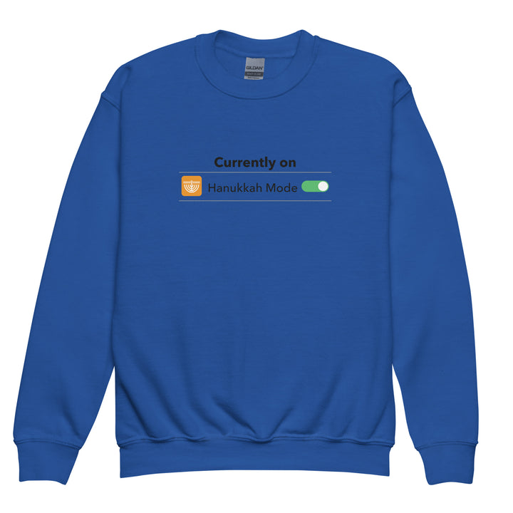 Hanukkah Mode Jewish pride kids sweatshirt in Royal - detail view