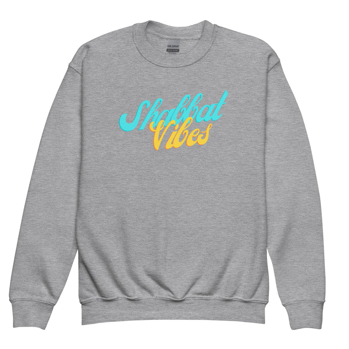 Shabbat Vibes Jewish pride kids sweatshirt in Sport Grey - side view