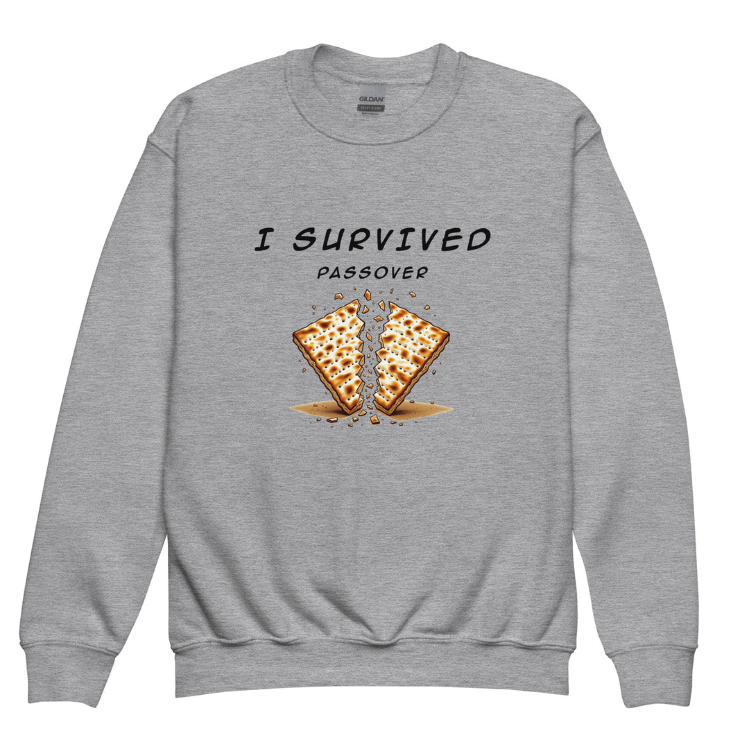 Passover Jewish pride kids sweatshirt in Sport Grey - close-up