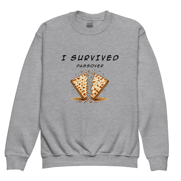 Passover Jewish pride kids sweatshirt in Sport Grey - close-up