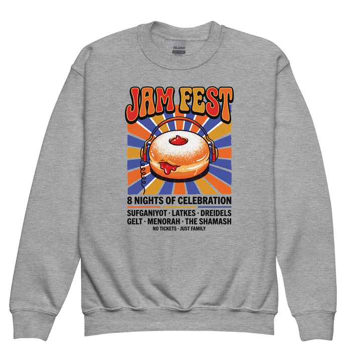 Jam Fest 8 Nights Jewish pride kids sweatshirt in Sport Grey - detail view